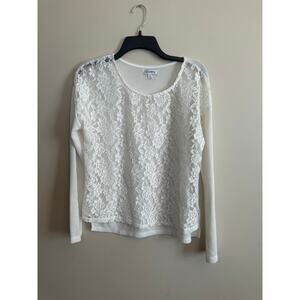 Olsenboye Womens White Lace Long Sleeve Top Size M